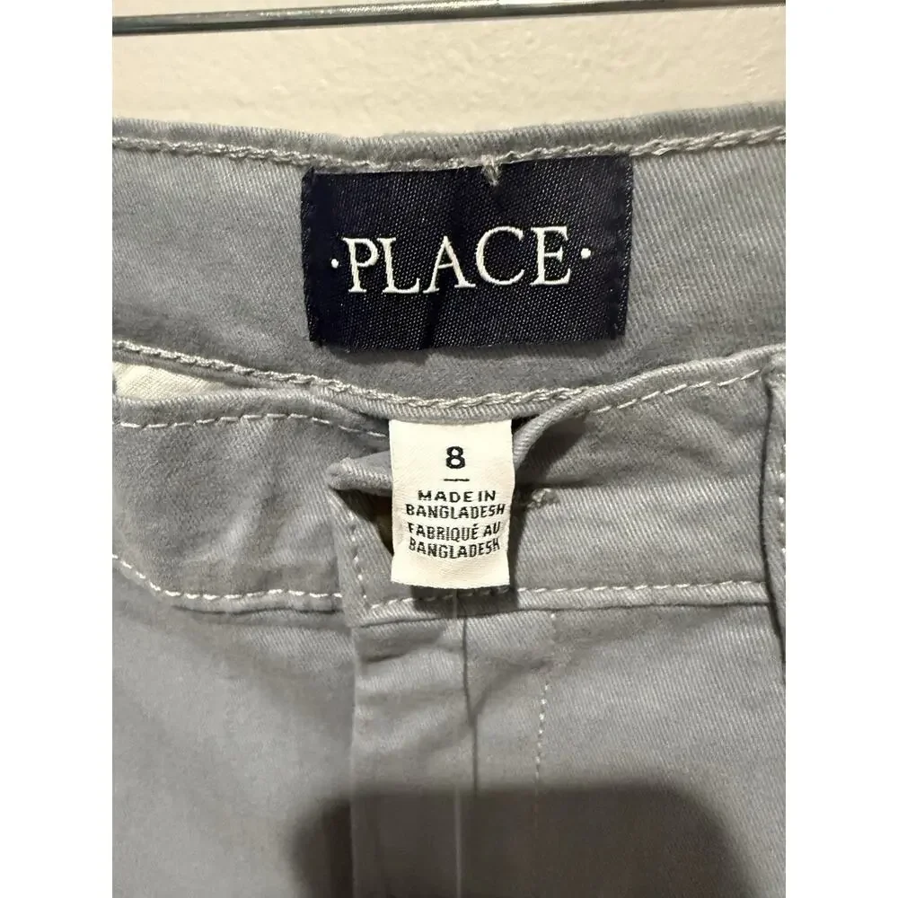 NWT Children's Place Boys Size 8 Fin Gray Chino Dress Pants Adjustable Waist